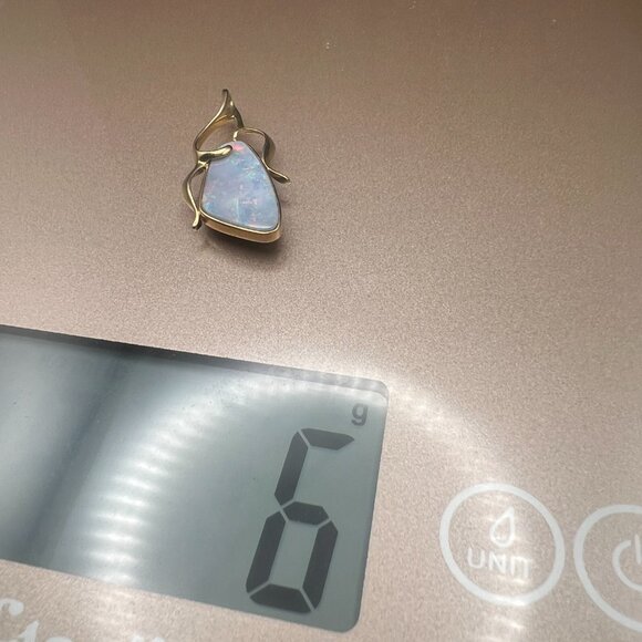 Natural Australian Black Opal Pendant set in 14K Gold, Stunning Rare Opal Pendan - Picture 8 of 8